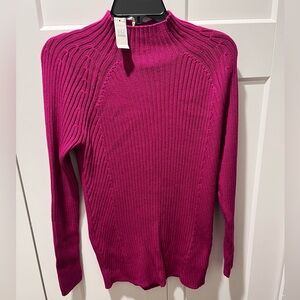 🟡TALBOTS NWT AUTHENTIC MOCK NECK STYLE, LONG SLEEVES & FUCHSIA COLOR SWEATER.